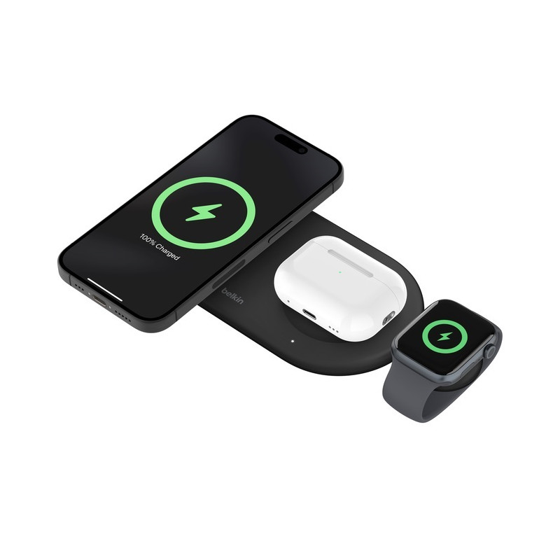Belkin 3v1 Qi2 15W Magnetic Charging Pad, black