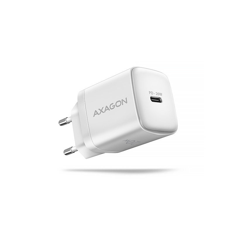 AXAGON ACU-PD20W, nabíjačka do siete 20W, 1x port USB-C, PD3.0/PPS/QC4+/AFC/Apple, biela