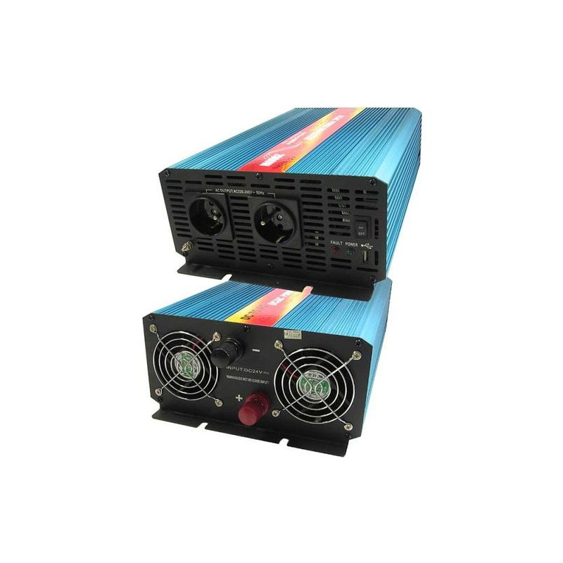 Menič napätia Carspa P2000U-24 24V/230V+USB 2000W, čistá sínusovka