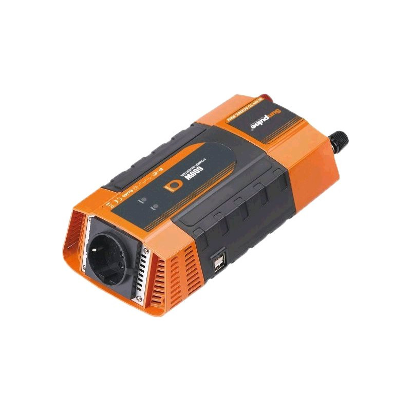 Menič napätia Carspa PID600 12V/230V+2xUSB 600W, modifikovaná sinus, digitálny display