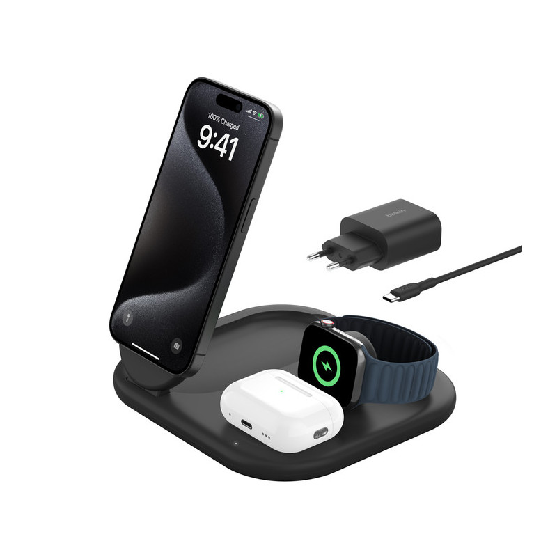 Belkin BOOST CHARGE Qi2 15w Magnetic 3in1, čierny