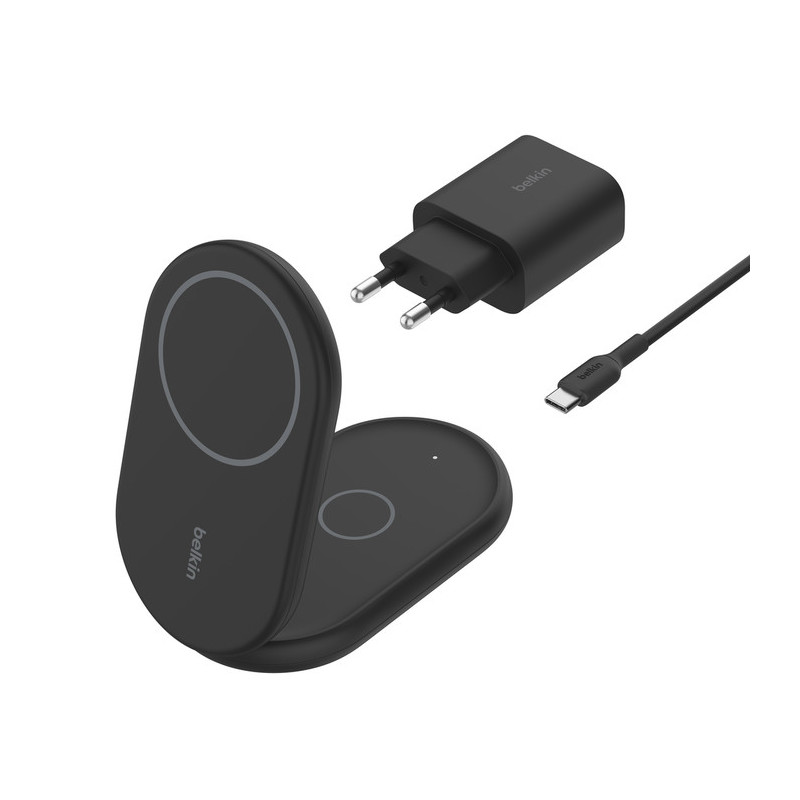 Belkin BOOST CHARGE Qi2, 15W 2v1 magnetický stojan, čierny