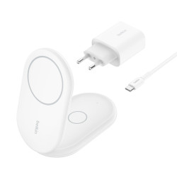 Belkin BOOST CHARGE Qi2, 15W 2v1 magnetický stojan, biely