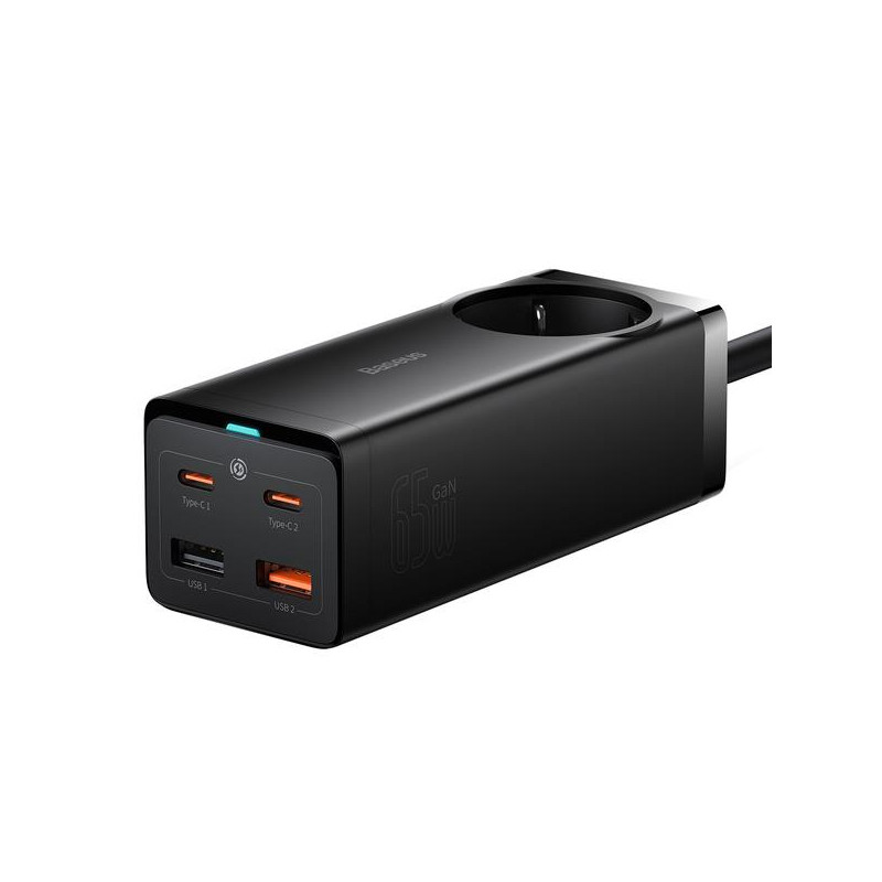 Baseus Rýchlonabíjačka do siete GaN3 Pro, 2x USB-C, 2x USB + AC 65W čierna