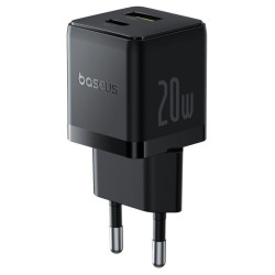 Baseus Rýchlonabíjačka do siete Palm 20W 1xUSB-A 1xUSB-C PD QC 3.0 čierna