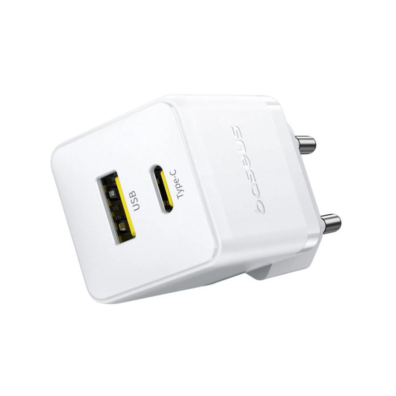 Baseus Rýchlonabíjačka do siete Palm 30W 1xUSB-A 1xUSB-C PD QC 3.0 biela