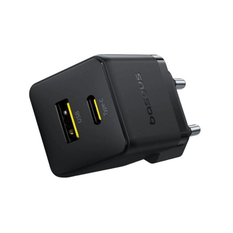 Baseus Rýchlonabíjačka do siete Palm 30W 1xUSB-A 1xUSB-C PD QC 3.0 čierna