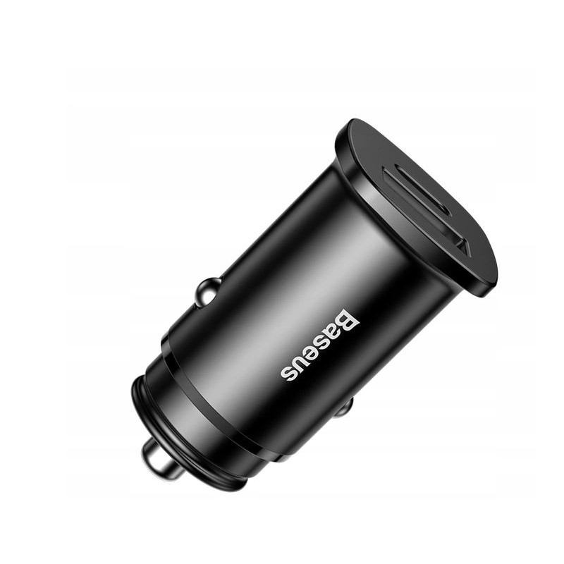 Baseus Rýchlonabíjačka do auta USB/USB-C QC 30W čierna