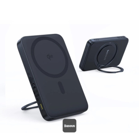 Baseus Powerbanka PicoGo Qi2 s otočným stojanom a bezdrôtovým nabíjaním 5000mAh 20W USB-C čierna