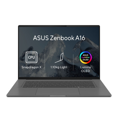 ASUS Zenbook A16/UX3607QA-OLED110WZ/SD-X1-26-100/16''/WUXGA/16GB/512GB/Adreno/W11H/Gray/2R