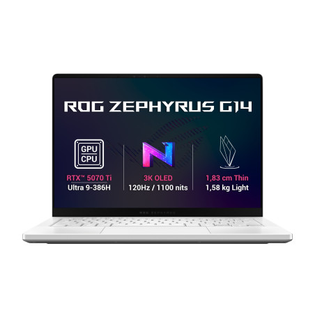 ASUS ROG Zephyrus G14/GU405AR-SY003WZ/U9-386H/14''/2880x1800/32GB/1TB/RTX 5070Ti/W11H/White/2R