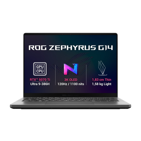 ASUS ROG Zephyrus G14/GU405AR-SY030WZ/U9-386H/14''/2880x1800/64GB/1TB/RTX 5070Ti/W11H/Gray/2R