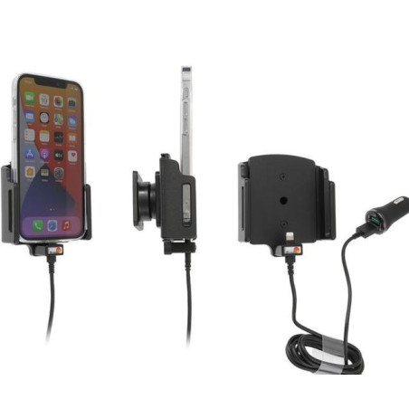 Brodiť držiak do auta na Apple iPhone 12/12 Pro, nastaviteľný (70-83mm), 2xUSB,. z cig. zap.
