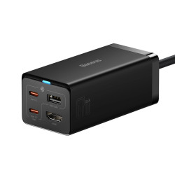 Baseus Nabíjačka do siete GaN5 Pre 2x USB-C/USB-A/HDMI 67W kábel 1.5m/USB-C kábel 1m čierna