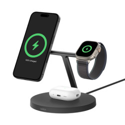 Belkin BOOST CHARGE PRE Qi2, 15W 3v1 stojan s Apple watch fast charge, čierny