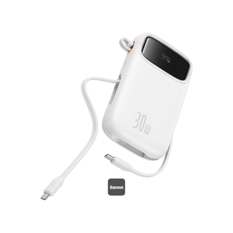 Baseus power banka Qpow 10000mAh 30W biela s USB-C káblom