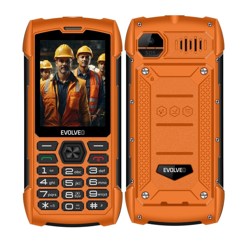 EVOLVEO StrongPhone H1, IP68 odolný Dual SIM telefón, 2,8'' LCD, 5000mAh, Powerbanka, oranžový