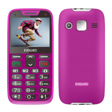 EVOLVEO EasyPhone XR, mobilný telefón pre seniorov s nabíjacím stojanom, ružový