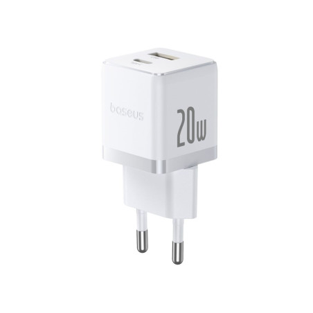 Baseus Rýchlonabíjačka do siete Palm 20W 1xUSB-A 1xUSB-C PD QC 3.0 biela