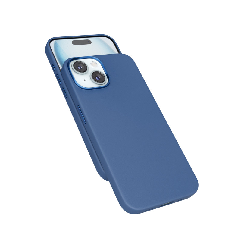 Epico Mag+ kožený kryt iPhone 15 - modrá