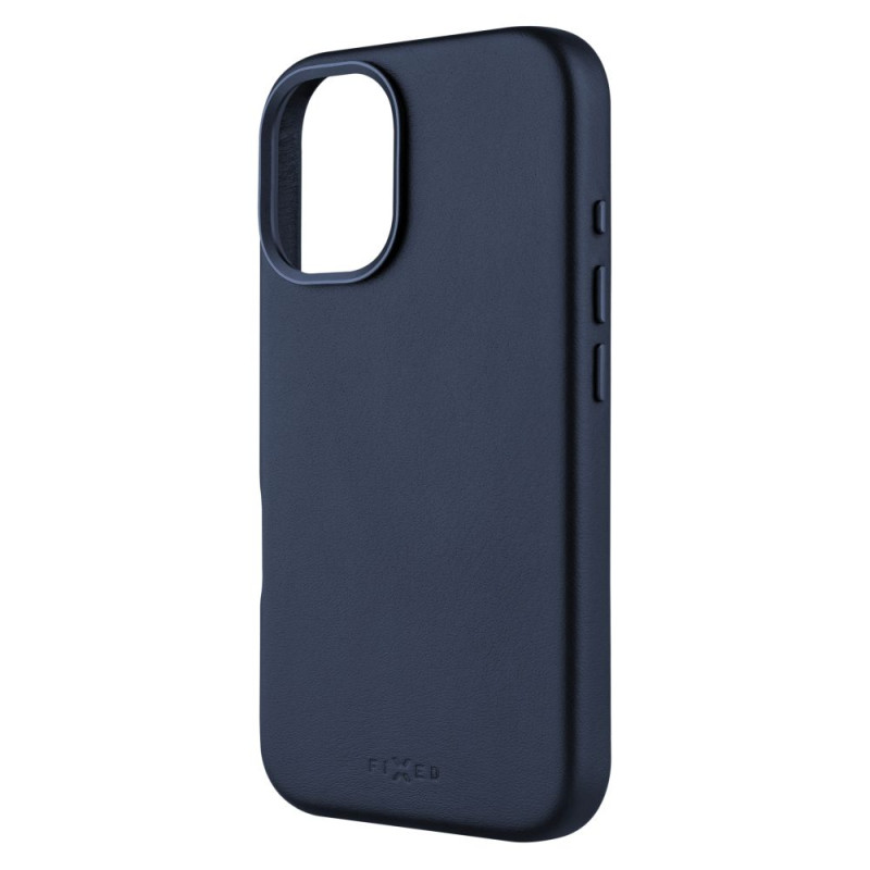 FIXED MagLeather kožený kryt iPhone 16, modrý