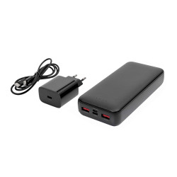 Platinet SET 3v1 Powerbanka 20000 mAh + Nabíjačka 20W Power Delivery, kábel USB-C 1m, čierna
