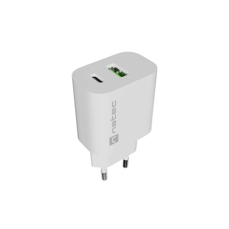 Univerzálna nabíjačka Natec RIBERA 20 W 1X USB-A + 1X USB-C, biela