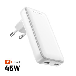 GaN nabíjačka FIXED Slim, 45W, PD2.0, 2xUSB-C
