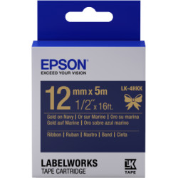 Epson zásobník so štítkami - saténový pásik, LK-4HKK, zlatá / námornícka modrá, 12 mm (5 m)