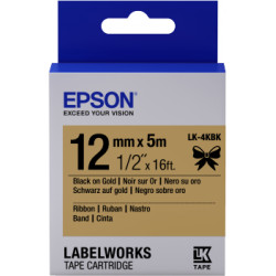Epson zásobník so štítkami - saténový pásik, LK-4KBK čierna / zlatá, 12 mm (5 m)