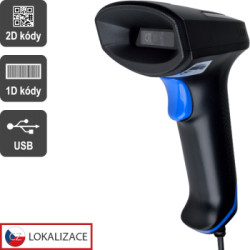 CCD 2D čítačka Virtuos HT-851A, USB (klávesnica/RS-232 emulácia), bez stojančeka, čierna
