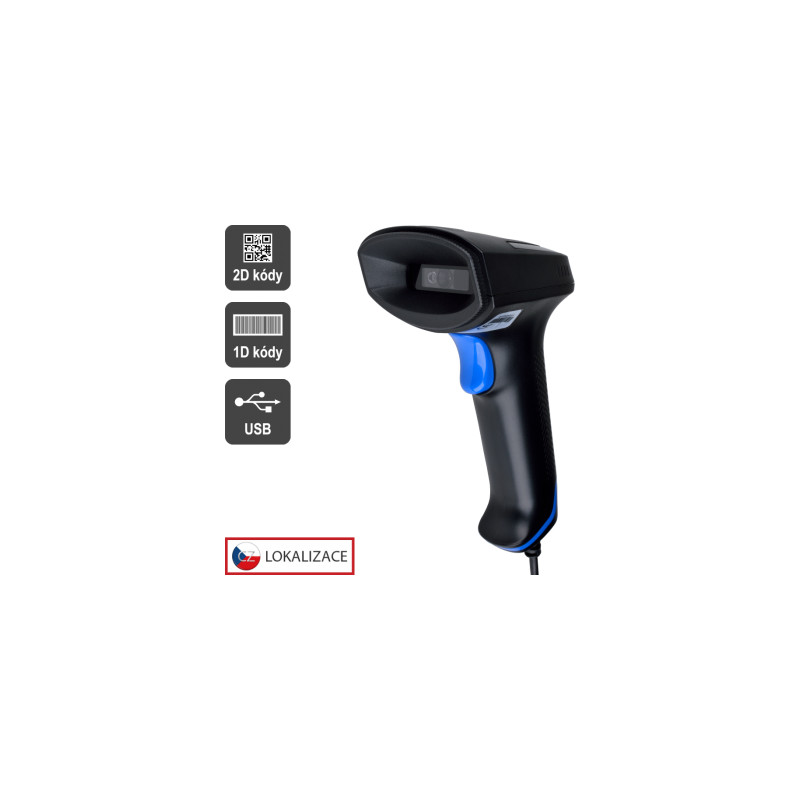 CCD 2D čítačka Virtuos HT-851A, USB (klávesnica/RS-232 emulácia), bez stojančeka, čierna