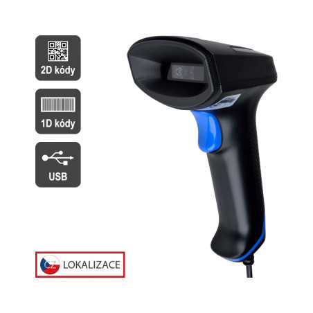 CCD 2D čítačka Virtuos HT-851A, USB (klávesnica/RS-232 emulácia), bez stojančeka, čierna