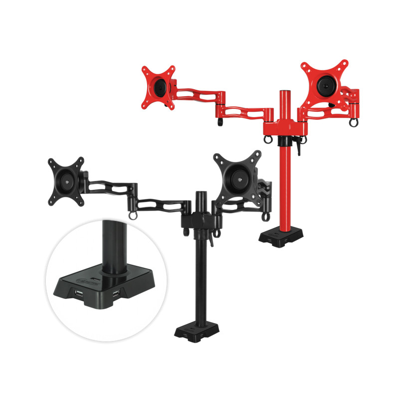 ARCTIC Z2 red - dual monitor arm with USB Hub inte