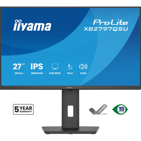 iiyama ProLite/XB2797QSU-B1/27''/IPS/QHD/75Hz/1ms/Čierna/5R