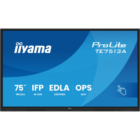75'' iiyama TE7513A-B2AG: IPS, 4K, 40P, EDLÁ