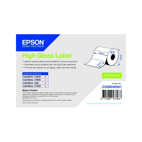 High Gloss Label - Die-cut Roll, 102x152,210ks
