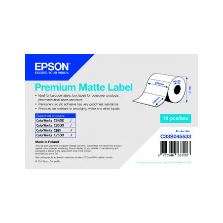 Premium Matte Label -102mm x 152mm, 225 labels
