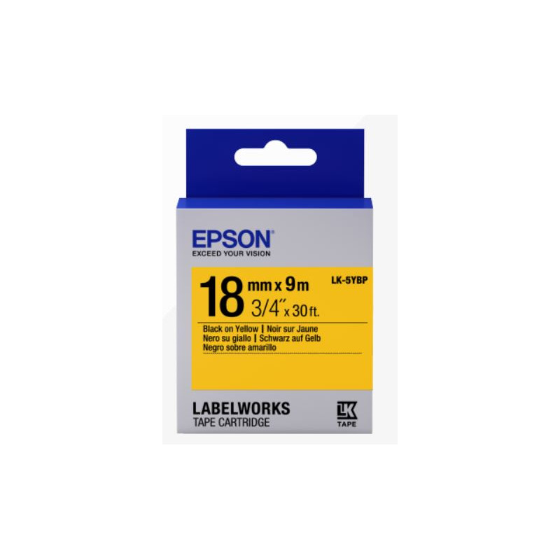 Epson Label Cartridge Pastel LK-5YBP Black/Yellow 18mm (9m)