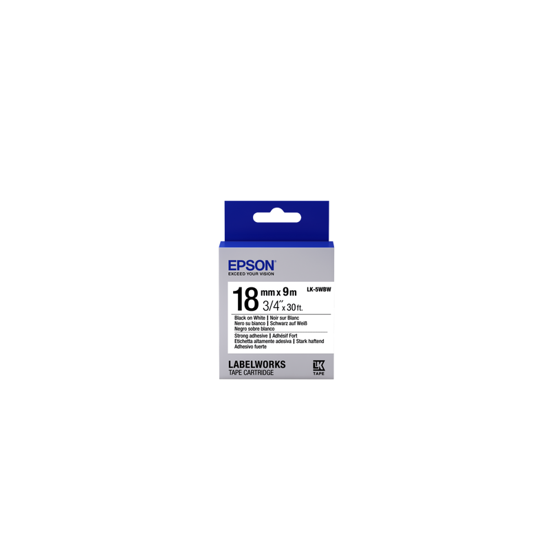 Epson Label Cartridge LK-5WBW, Black/White 18mm