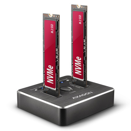 AXAGON ADSA-M2C, USB-C 10Gbps dokovacia stanica pre 2× M.2 NVMe SSD s funkciou klonovania