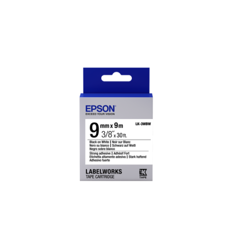 Epson Label Cartridge Strong Adhesive LK-3WBW Black/White 9mm (9m)