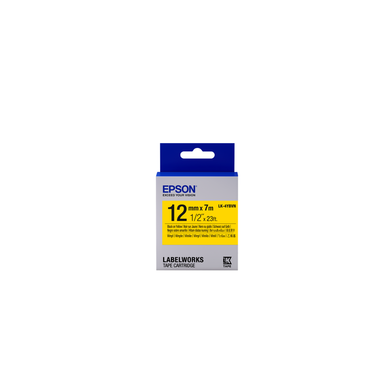 Epson Tape Cartridge LK-4YBVN Vinyl, Black/Yellow 12mm / 7m