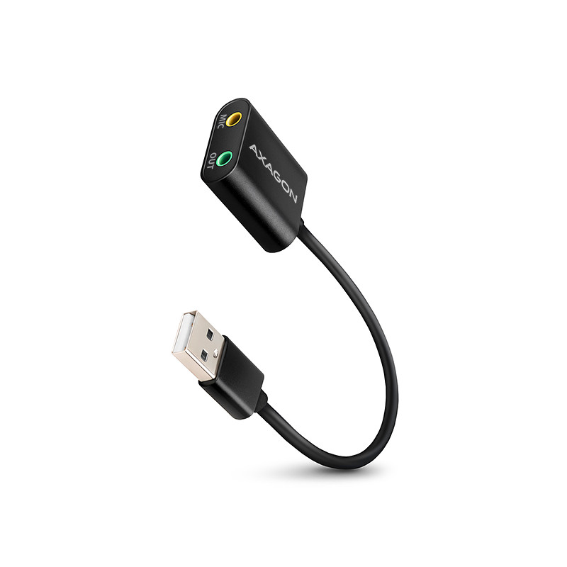 AXAGON ADA-12, USB 2.0 - externá zvuková karta, 48kHz/16-bit stereo, kovová, kábel USB-A 15 cm
