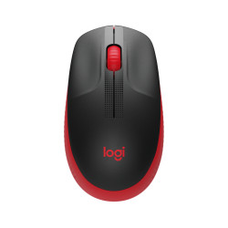 Logitech M190/Kancelárska/Optická/1 000 DPI/Bezdrôtová USB/Čierna-červená