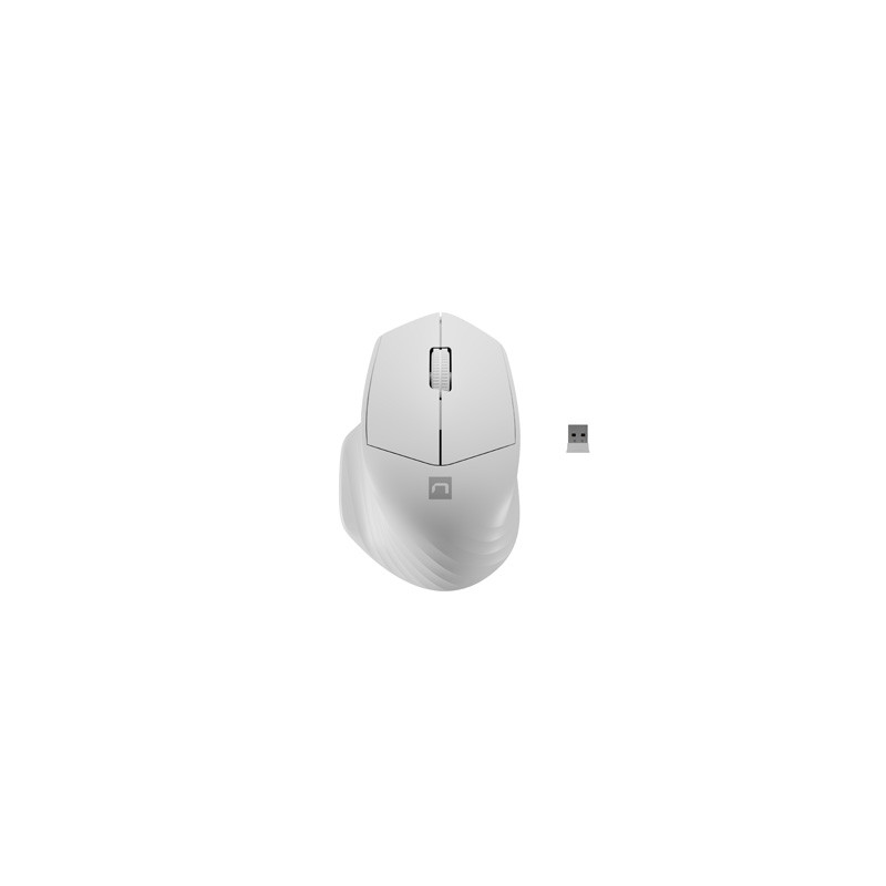 Natec optická myš SISKIN 2/Kancelárska/Optická/Pre pravákov/1 600 DPI/USB+BT/Biela