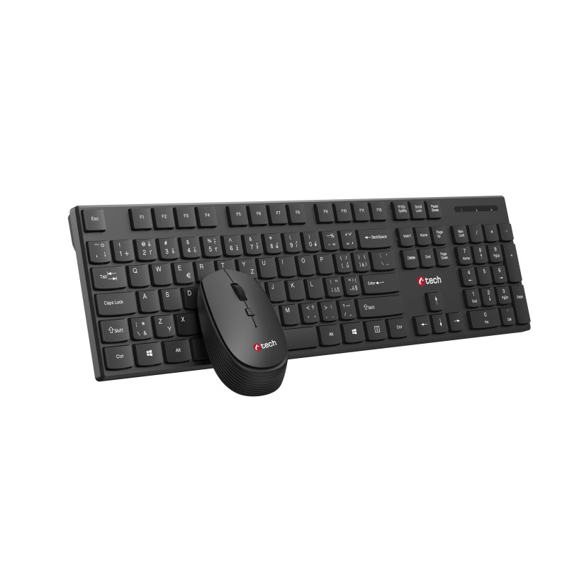 Klávesnica C-TECH WLKMC-03, bezdrôtový combo set s myšou, čierny, USB, CZ/SK