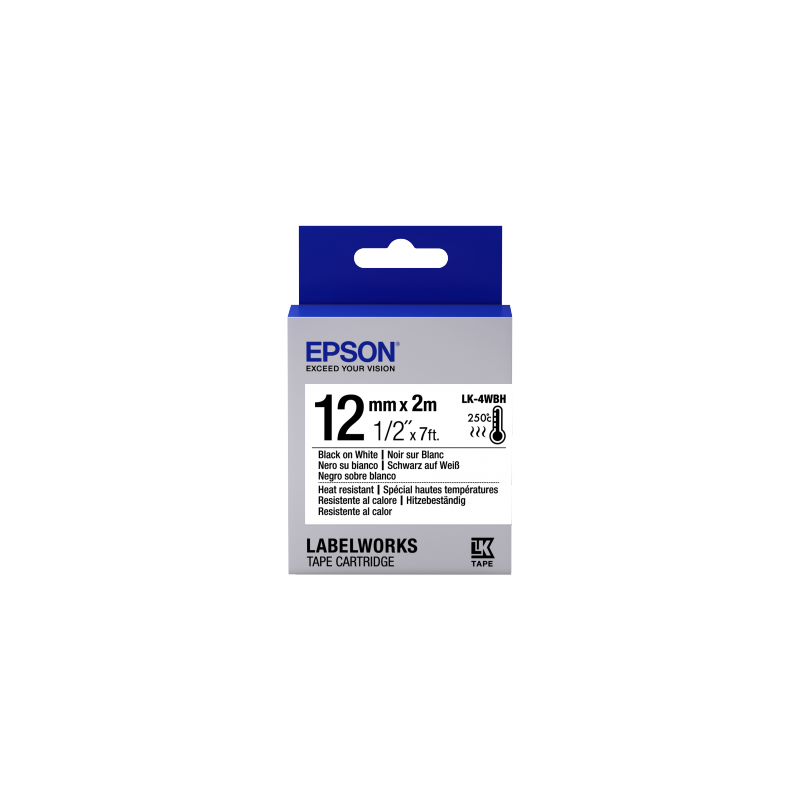 Epson Label Cartridge Heat Resistant LK-4WBH Black/White 12mm (2m)