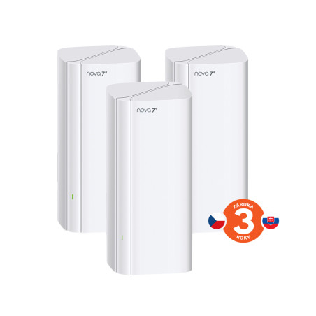 Tenda Nova ME3 Pro (3-pack) WiFi7 BE3600 Mesh Gigabit systém, 9x GLAN/GWAN, WPA3, VPN, CZ app