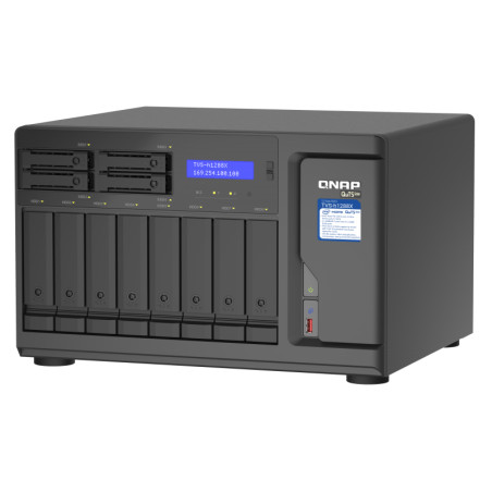 QNAP TVS-h1288X-W1250-16G (Xeon 3,3GHz, ZFS, 16GB ECC RAM, 8x 3,5'' + 4x 2,5'', 2x M.2 NVMe, 4x 2,5GbE)
